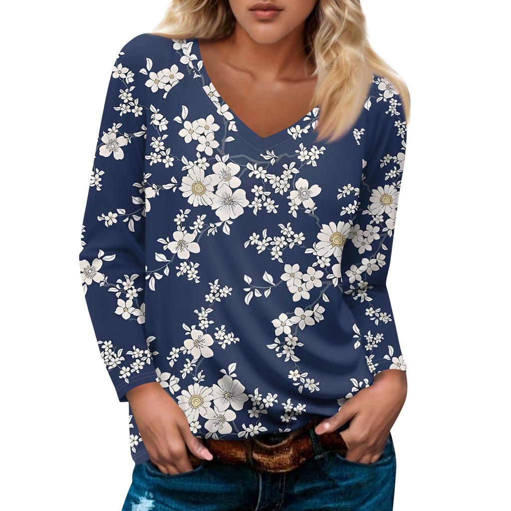 Женский модный повседневный пуловер с длинным рукавом и V-образным вырезом, рукавом реглан и принтом