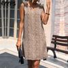 Women's Fashion Summer Spring Leopard Print Sleeveless V-Neck Casual Dresses