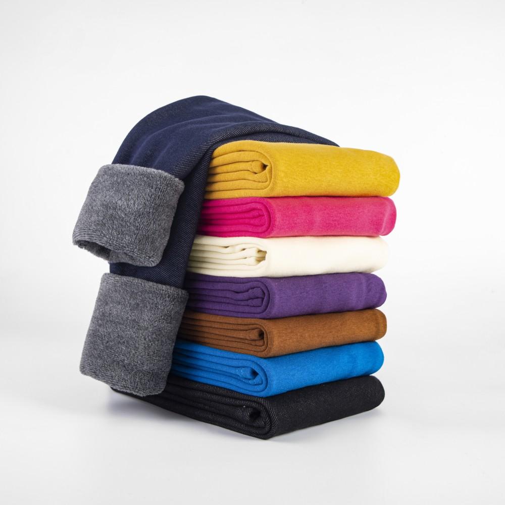 Simple Autumn Winter Leggings Girls' Fleece Thick Warm Leggings Cute Pants Kid Girl Colorful Children Solid Trousers
