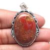 Pendant Bird Eye Jasper Gemstone Handicraft Valentine'Day Silver Jewelry 2"