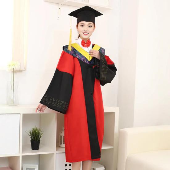 2 шт./компл. Мантия бакалавра со шляпой, V-образный вырез, длина до колена, длинный рукав, скрытая застежка, мантия для выпускника гуманитарного факультета