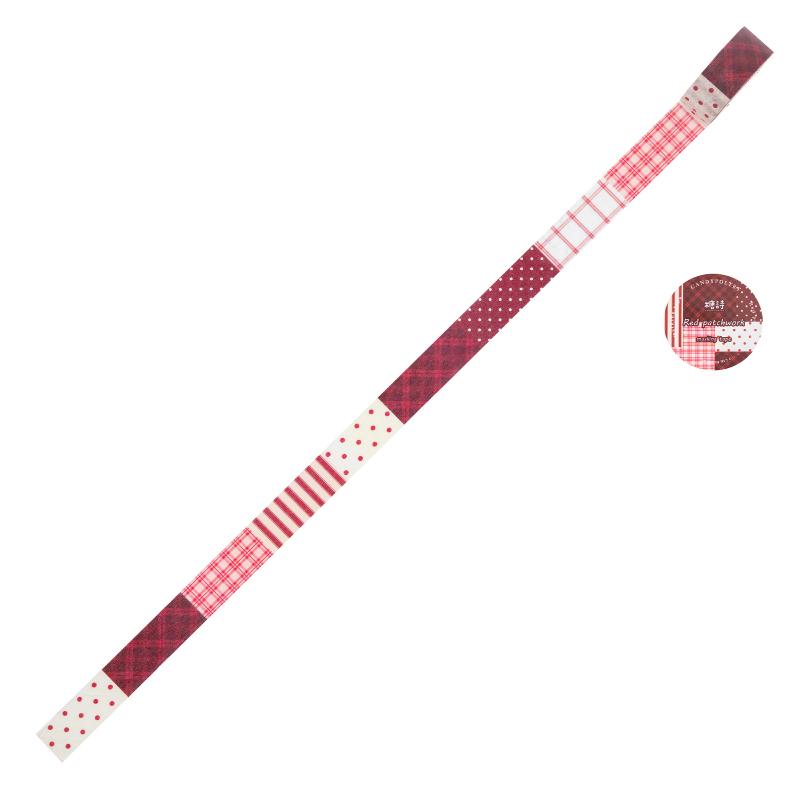 15mm * 2m Crimson Prologue Series Kawaii Red Small Pattern Sparkling Sand Washi Tape Creative Handbook Scrapbooking Material