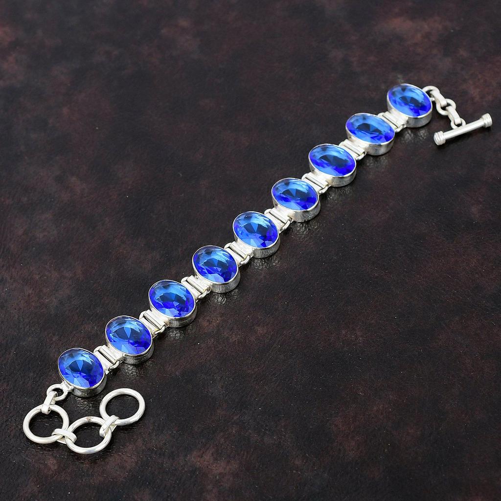 Граненый Танзанит Кварцевый Браслет Ювелирные Изделия Ручной Работы Из Серебра 925 Браслет Регулируемый Браслет-Цепочка Удивительные Ювелирные Изделия Для Подарка