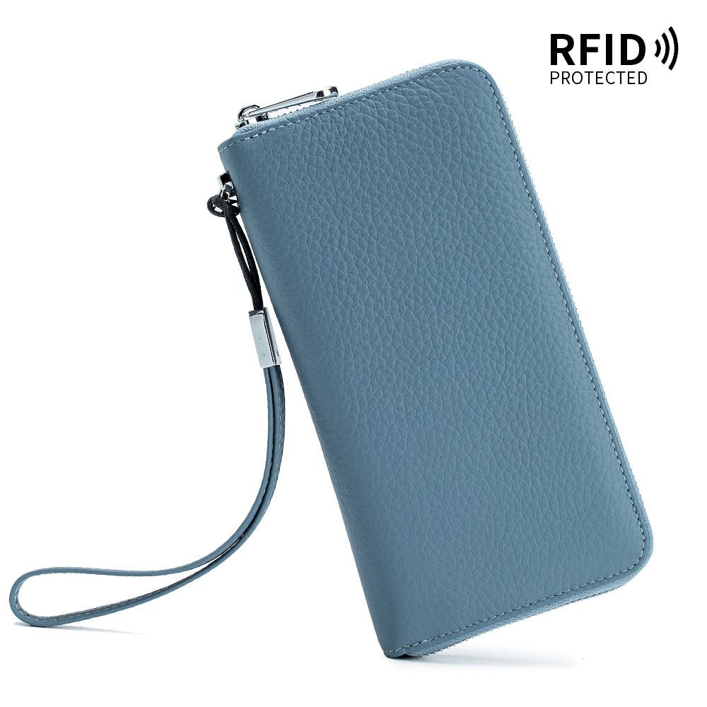 Женский длинный клатч из натуральной кожи с защитой от RFID-излучения – мягкий минималистичный кошелек с карманом для телефона и отделениями для карт