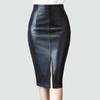 Women's 2024 Spring Leather Midi Skirt – Slim Fit, Hip-Wrapped, Fashionable with Slit
