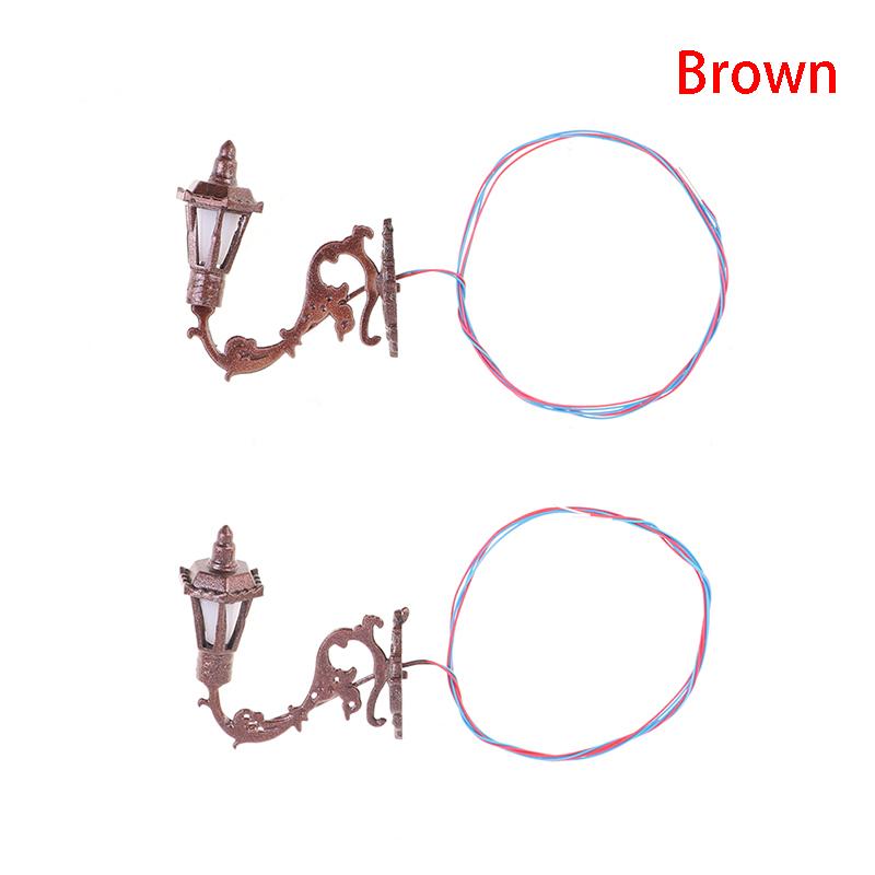 2Pcs 1/12 Dollhouse Wall Lamp Model Garden Yard Chandelier Sand Table Led Light