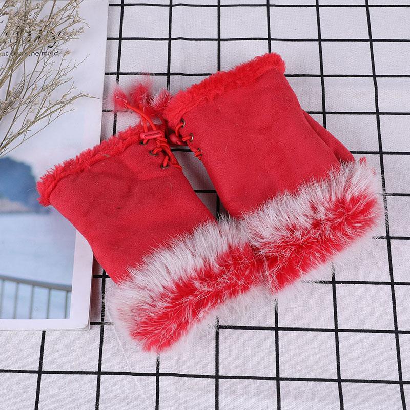 1 пара женских зимних теплых полупальцевых перчаток, сексуальные перчатки из искусственного меха кролика, зимние теплые перчатки без пальцев, модные аксессуары