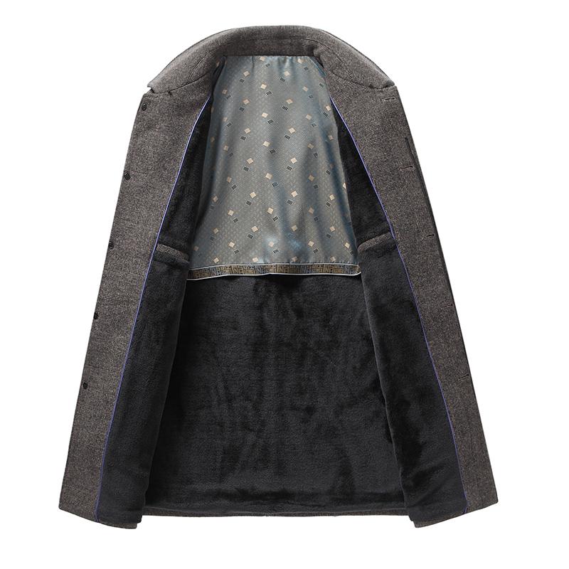 Men Wool Coat Autumn Cashmere Overcoat Thick Warm Winter Woolen Coats Mens Pea Coat Real Rabbit Fur