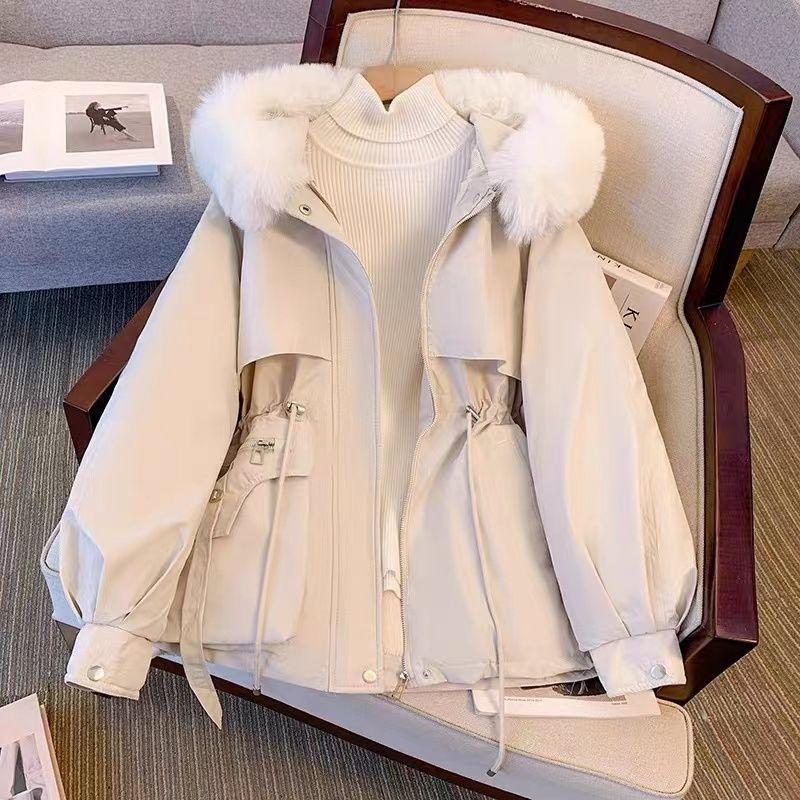 Women Winter Fashion Jacket Fake Fur Collar Oversized Long Coat Hooded Warm Lining Female Puffer Jacket Parkas Mujer