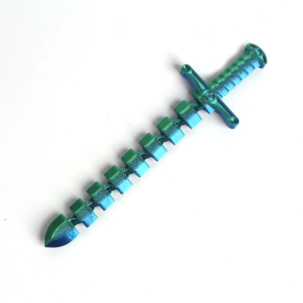 Деформирующийся меч, напечатанный на 3D-принтере, Аксессуары для интерьера, Хлыст, Согнутый, Деформированный, Растянутый, Фиксирующийся, Гибкие мечи, Украшения для дома