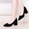 Женские туфли-лодочки на толстом каблуке Обувь Французские черные туфли для работы Острый носок Сексуальные высокие каблуки Модная универсальная женская обувь Mujer Zapatos