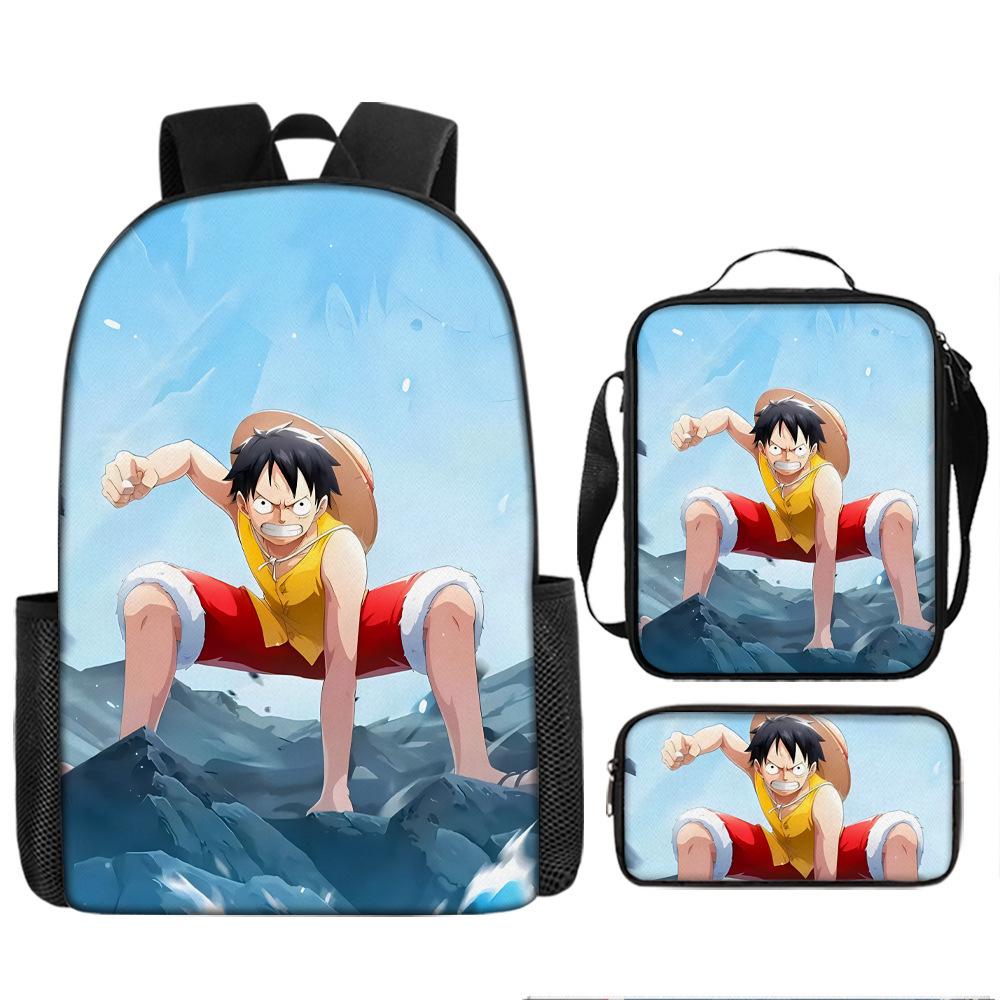 One Piece Луффи Школьная сумка One Piece Рюкзак Зоро Студенческий Рюкзак Морской Король Портфель Набор Пеналов