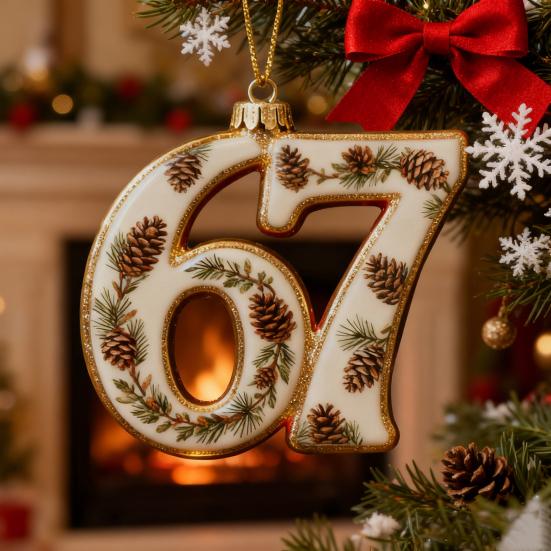 67 Christmas Ornament 2D Flat Funny Six Seven Meme Christmas Decoration Gifts for Teens Adults Humor Lovers