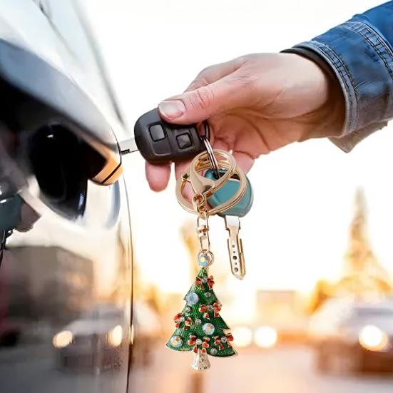 Брелок Снеговик Рождественская Елка Носки Форма Кролика Кольцо для Ключей Стразы