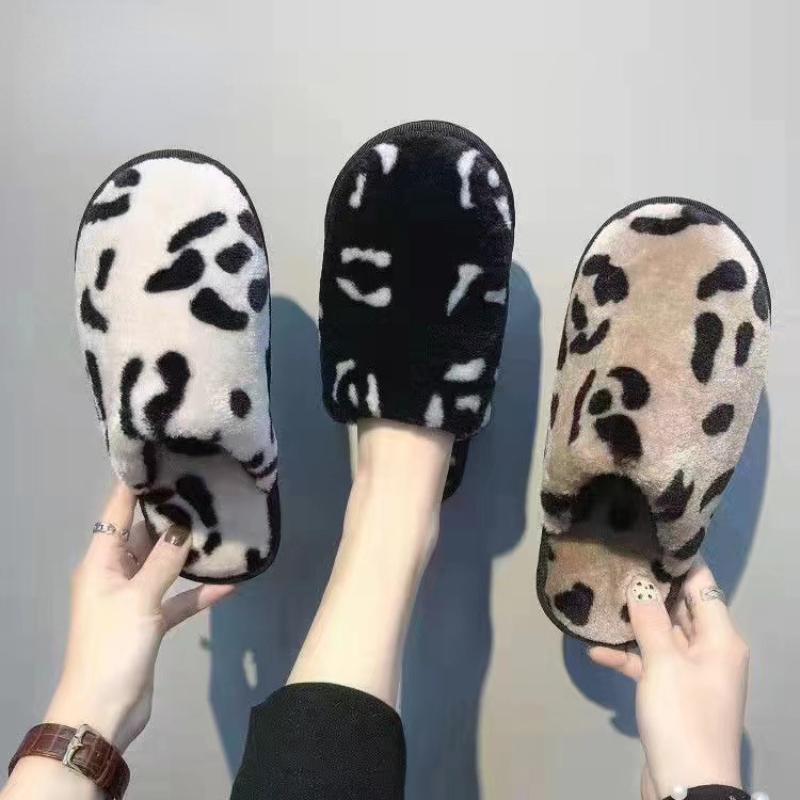 Fashion Women's Couple Home Cotton Slippers Winter 2024 New Fashion Cow Korean Edition Plush Comfort Slippers Men's Warm Casual Shoes