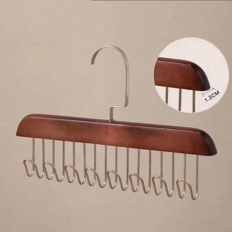 Solid Wood Clothes Drying Rack Multi-functional Bra Vest Tie Hooks Bulk Wooden Tank Top Hanger Portable Hanger For Dormitory