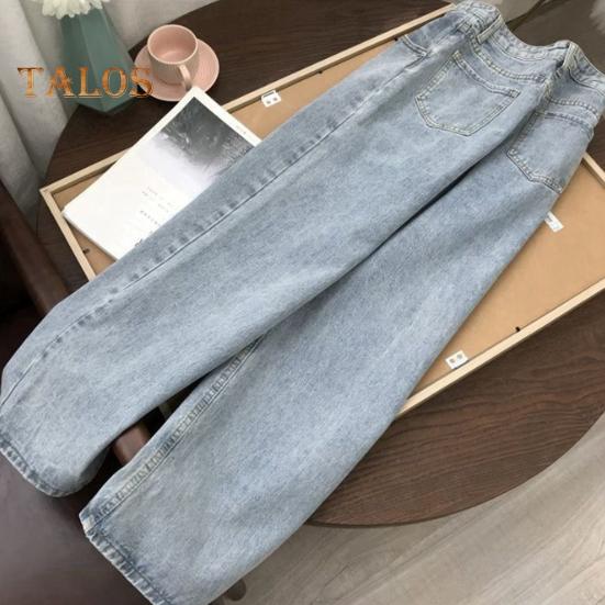 Женские джинсы, прямые, широкие, с высокой талией, однотонные, со свободными карманами, на пуговицах, на молнии, в стиле ретро, ​​длиной до пола, уличная одежда, длинные брюки