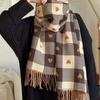 Long Heart Thickened Scarf Acrylic Fibers Tassel Shawl Large Plaid Knitted Scarf  Autumn