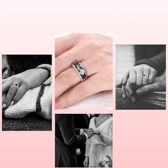 Женское готическое кольцо с черепом, черное розовое кольцо со стразами, кольцо в стиле ретро, ювелирное украшение на Хэллоуин, подарок на годовщину помолвки