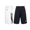 Under Armour Топ-майка с V-образным вырезом и принтом логотипа Вязаные спортивные шорты для тренировок Баскетбольный комплект Мужские комплекты Белый Черный 23500101-100-+-21500201-001