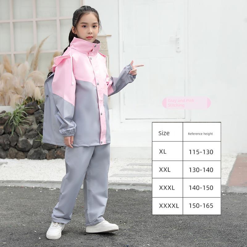 Children's Raincoat and Rain Pants Set for Boys and Girls, Kindergarten and Elementary School Students, with Backpack Space, Waterproof One-Piece