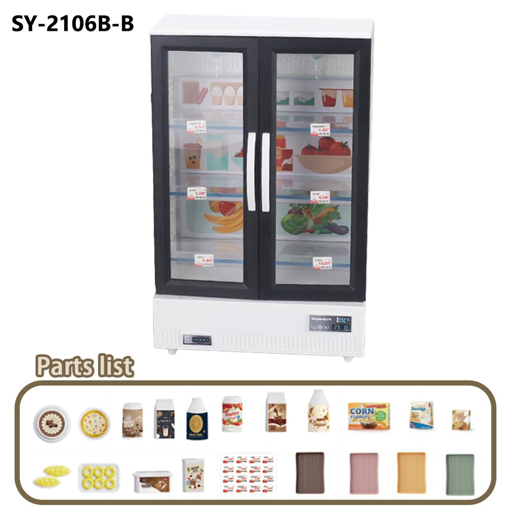 21 шт., кухонная игрушка, большой двухдверный холодильник, миниатюрная мебель, музыкальный светильник, аксессуары для еды, модель для девочки, подарок на день рождения