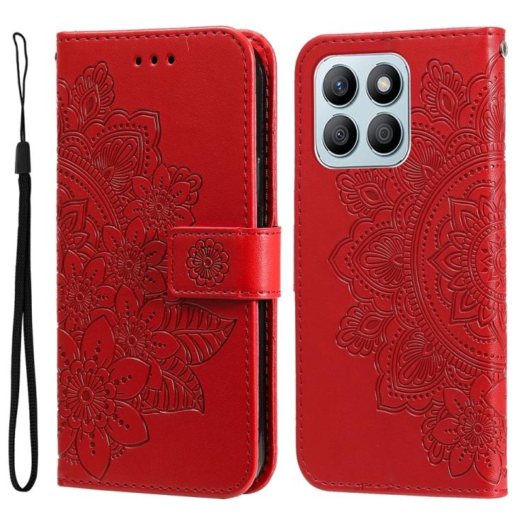 Seven-petal Flowers Embossing Leather Phone Case