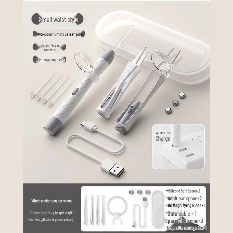 Мягкий наконечник для чистки ушей младенцев со светом и пинцетом