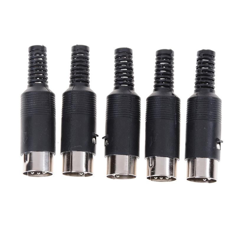 5pcs/lot DIN male Plug Cable Connector 5 Pin with Plastic Handle Black Color Wholesale