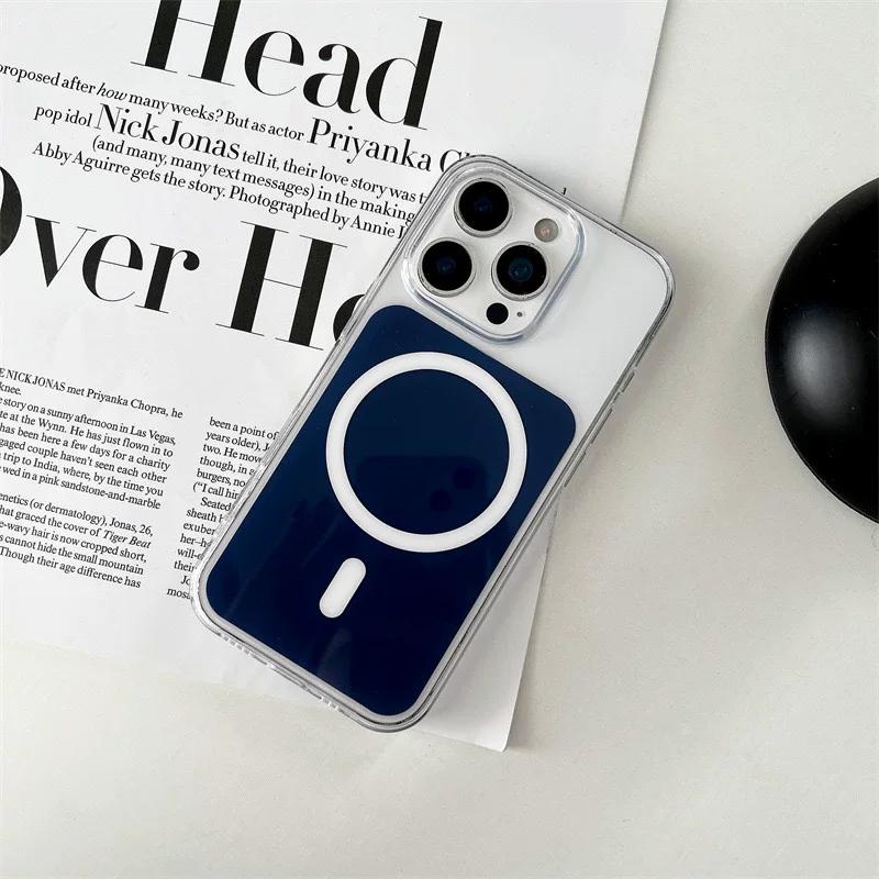 Fashion Clear Magnetic Phone Case For 17 16 15 14 13 Pro/Pro Max Compatible with MagSafe Charging HD transparent Cover