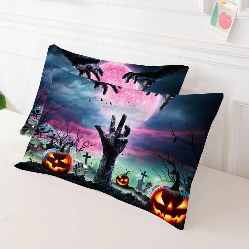 Halloween Bedding Set Soft Polyester Duvet Cover Set Quilt Cover With Pillowcase For Bedroom Decor Birthday Gift Halloween Decor