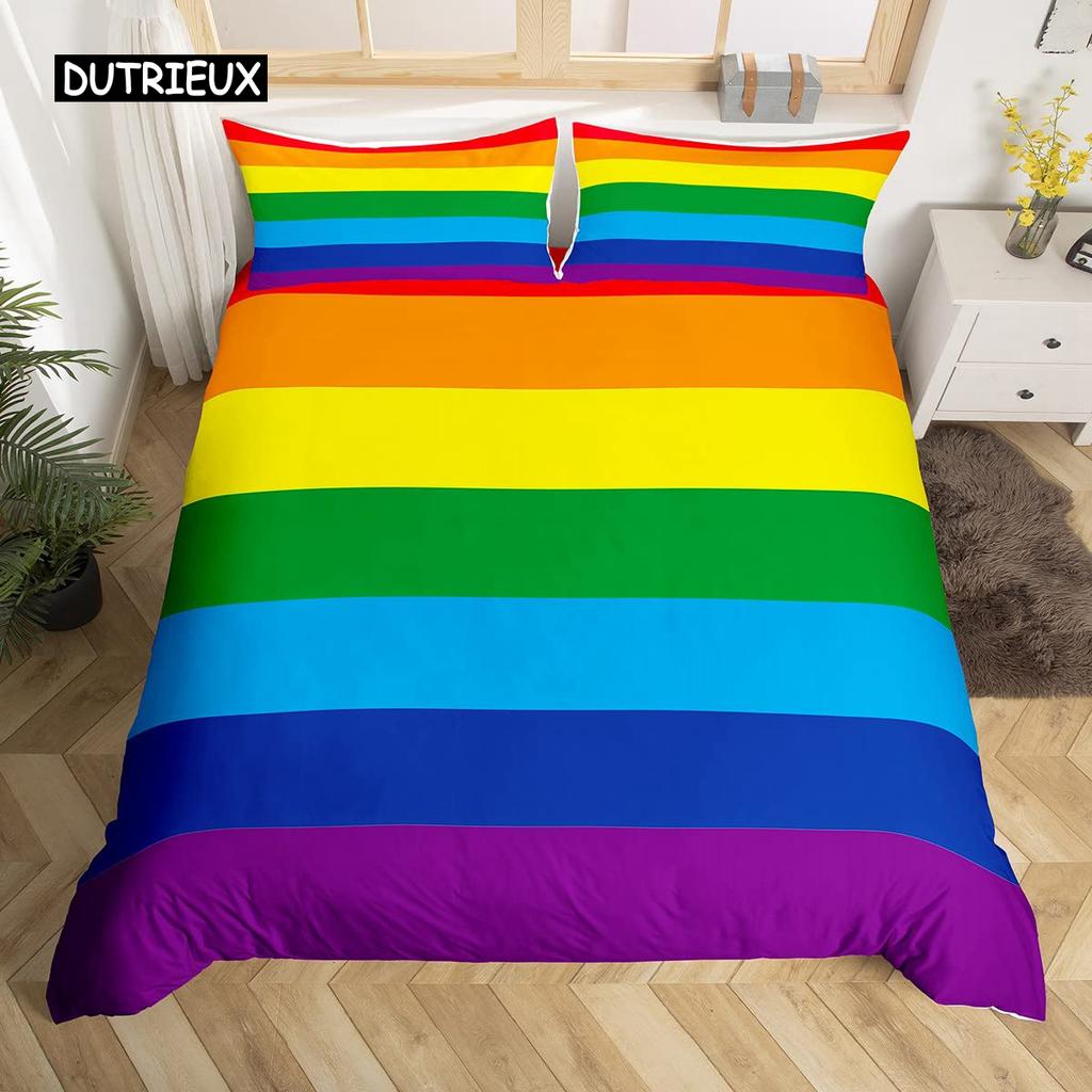 Abstract Rainbow Colorful Bedding Set Queen King Sinlge Duvet Cover Dream Polyester Comforter Covers Pillowcase Soft Bedclothes