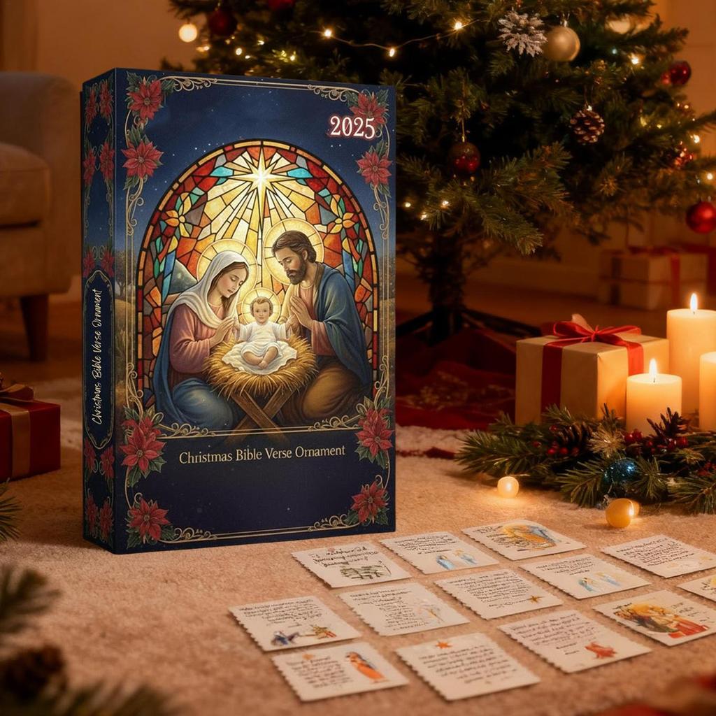 Christmas Calendar Keepsake Verse Ornament Nativity 24 Days New Year Christmas Countdown Ornament For Holiday Seasonal Halloween