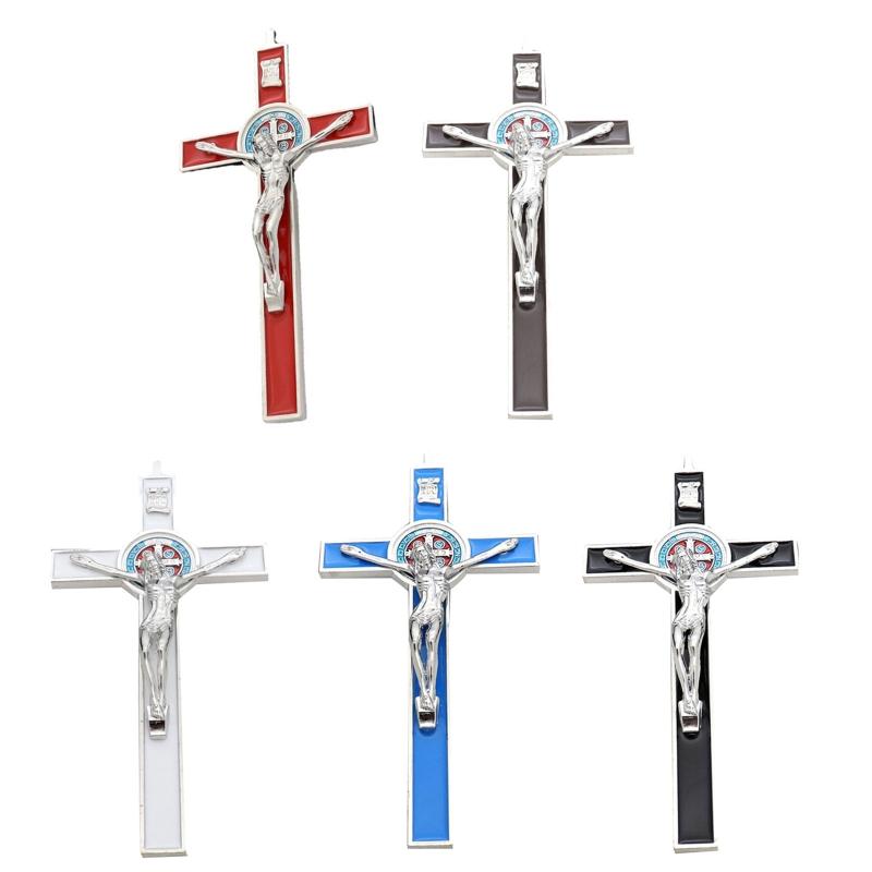 Металлический подвесной крест-кулон с изображением Иисуса Христа, католическое украшение, поделки для дома, церкви, спальни, автомобиля, украшения для медитации