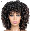 African Women Short Kinky Curly Wigs Silk Hair Natural Look with Bangs High Temperature Wigs Long-Lasting Wear