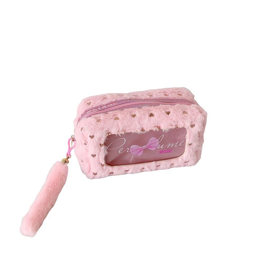 Plush PVC Y2K Bow Stationery Bag Desktop Storage Bow Pencil Pouch Korean Style Pencil Case  Student