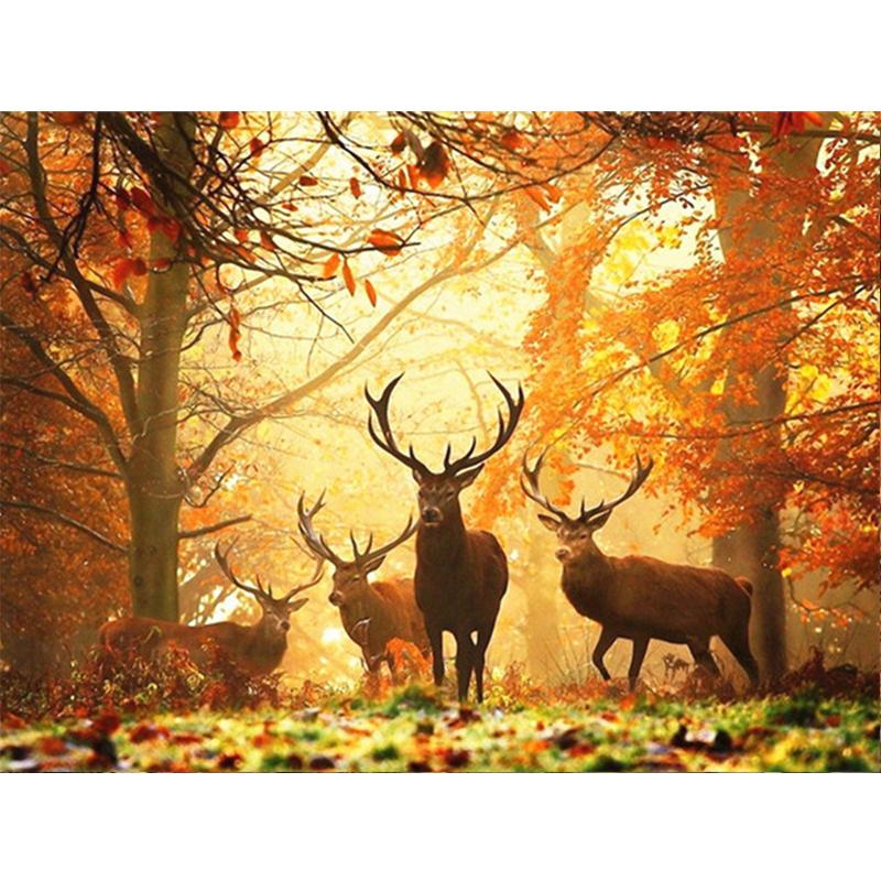 5D Diy Полный Круглый Квадратный Алмазная Картина Животных Собака Алмазная Вышивка Осенний Кленовый Лист Украшение Стены Домашнее Искусство