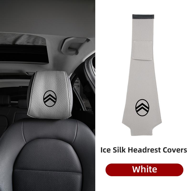 VLKO3 Ice Silk Headrest Cover Breathable Cooling For Citroen C4 C3 C5 C1 C2 Berlingo Celysee Cactus Picasso Aircross Saxo Grand