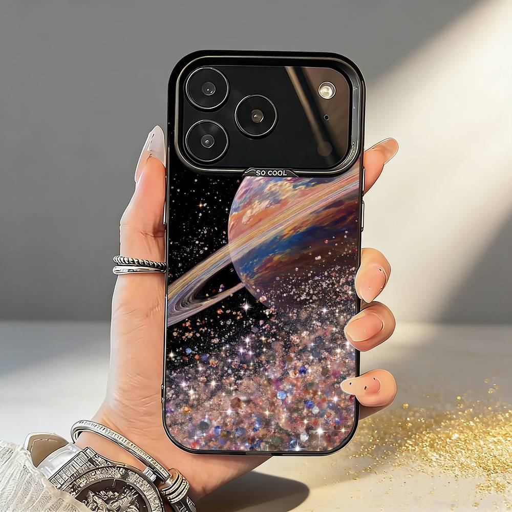 Чехол для телефона S-Сатурн S-Солнечная система Для iPhone17 16 15 14 13 12 Pro Max Серый Черный Матовый Лазерный Металлик Аврора Funda