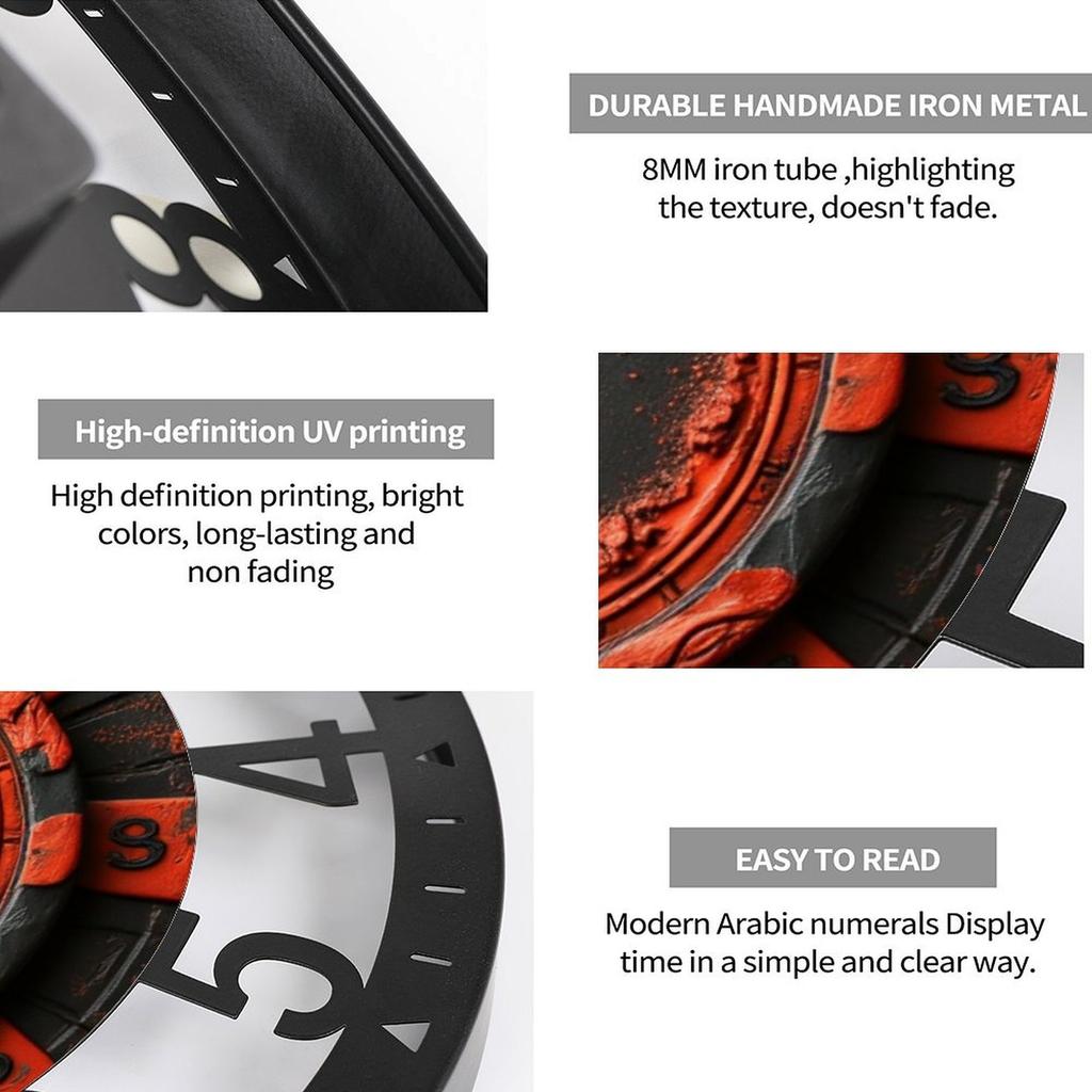 25cm Circular Iron Wall Clock with a Calendar Date Icon