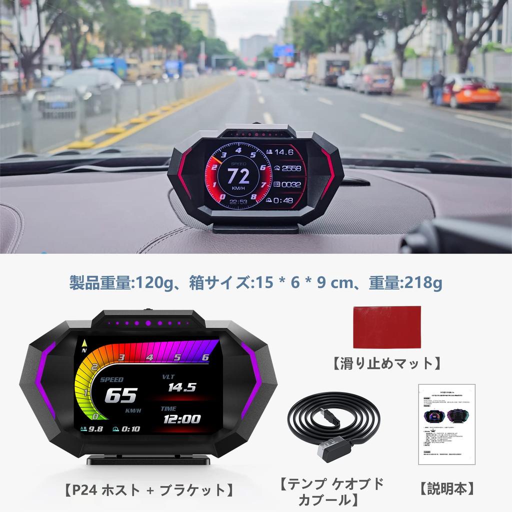Wiiyii Head-Up Display, OBD2+GPS Car Instrument, Display Various Car Data and Driving Data, Suitable for All Cars