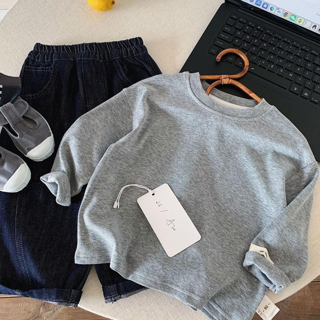 Children'S T-Shirt Autumn New Trendy Boys Simple Solid Color Pullover Bottoming Shirt Girl Baby Inside A Class
