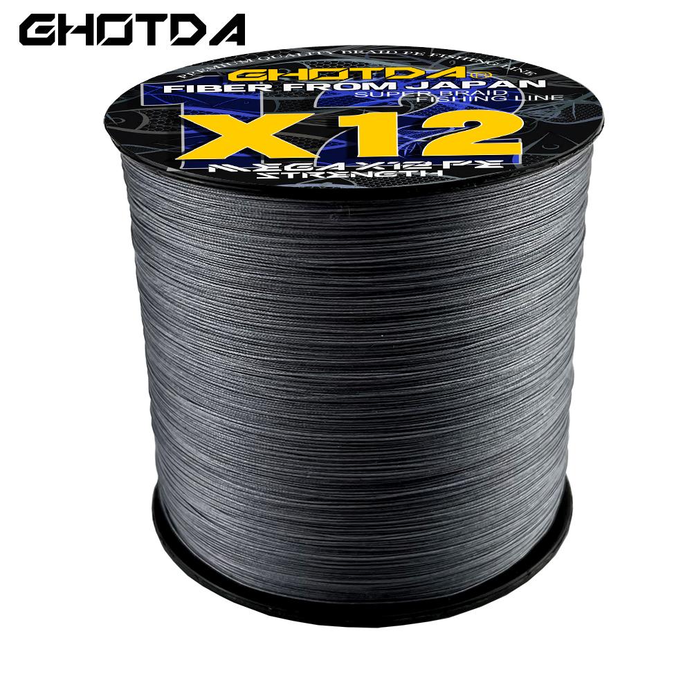 GHOTDA НОВАЯ плетеная леска X12 1000 м, 12 нитей, полиэтиленовая мультифиламентная проволока для морской рыбалки, сверхпрочная 25, 30, 39, 50, 65, 77, 92, 120, 135 фунтов