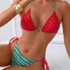 2025 European & American Halter Neck Drawstring Tie Low-Cut Triangle Bikini
