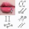 12-Piece Stainless Steel Zircon Lip Studs & Nose Rings Set - Colorful Piercing Jewelry