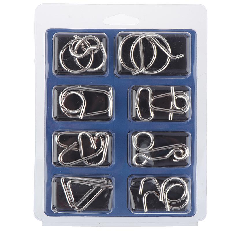 8Pcs/Set Materials Metal Puzzle Wire Iq Mind Brain Teaser Puzzles Reliever Toys