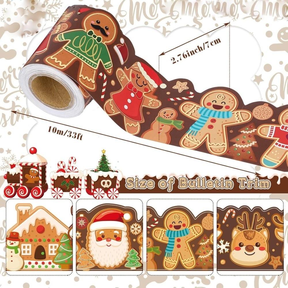 Самоклеящаяся доска-меловая доска, бордюр 10 м / 33 фута, мультяшный бордюр, бумага, украшения «Пряничный домик», окна класса