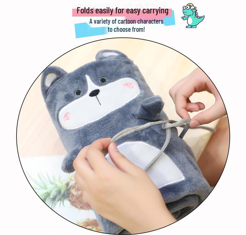 Портативное фланелевое одеяло с изображением мультяшных животных и фруктовым узором для дома или офиса