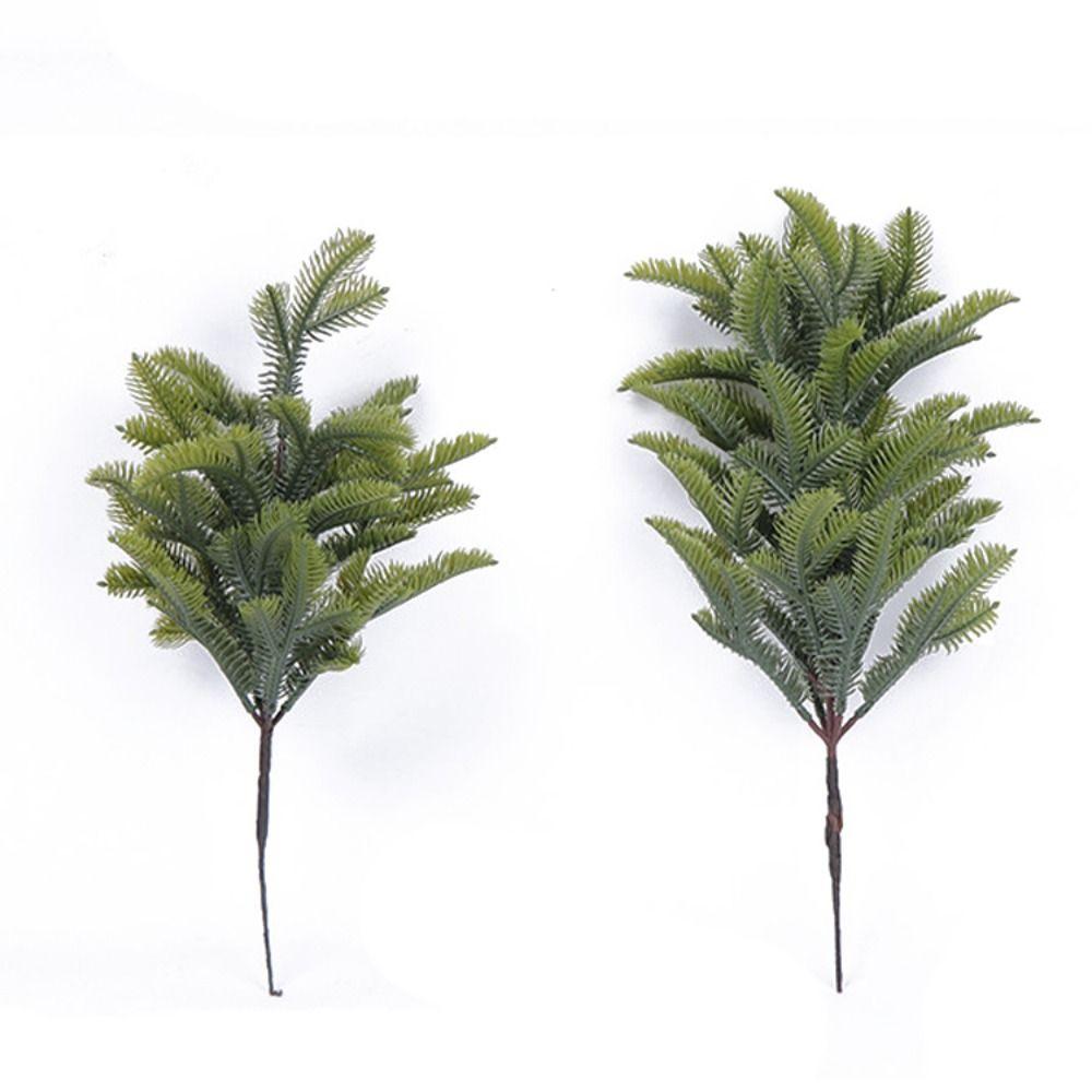 Green Artificial Pine Branch Christmas Tree Plastic Fake Cypress Leaves Home Decoration DIY Wreath Lifelike Greeney Plant