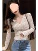 Women's Long-Sleeve V-Neck Lace Base Layer - Fleece-Lined/Unlined Autumn & Winter Sexy Hollow Fashion Top